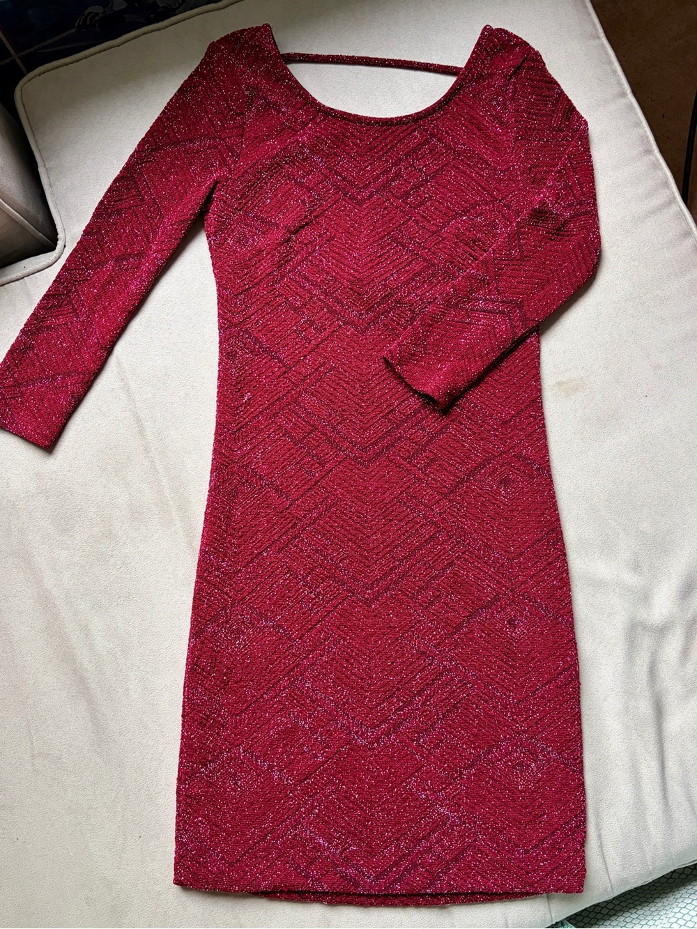 Trixxi Deep Raspberry Knit Dress with Metallic Thread